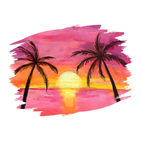 Palm sunset ocean Thumbnail