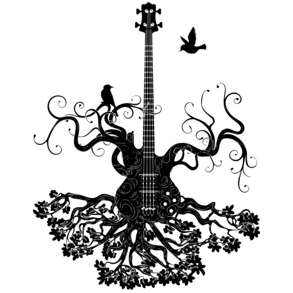 Black guitar and bird Thumbnail
