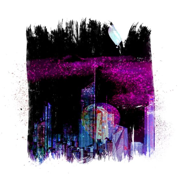 City with hot air balloon Thumbnail