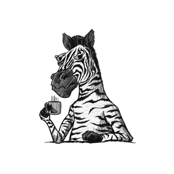 Zebra drinking coffee Thumbnail