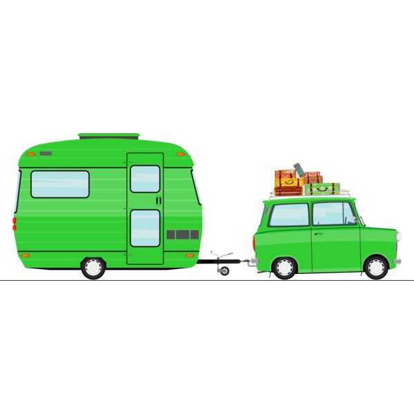 Cartoon car with a caravan 01 Thumbnail