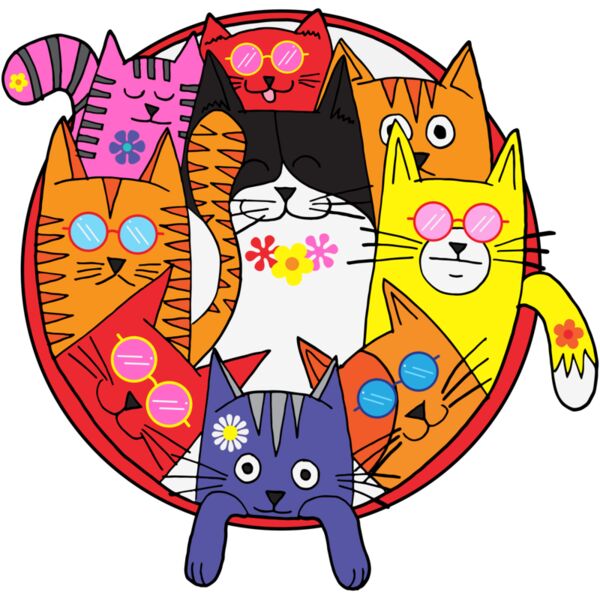 hippie cat gang sublimation Thumbnail